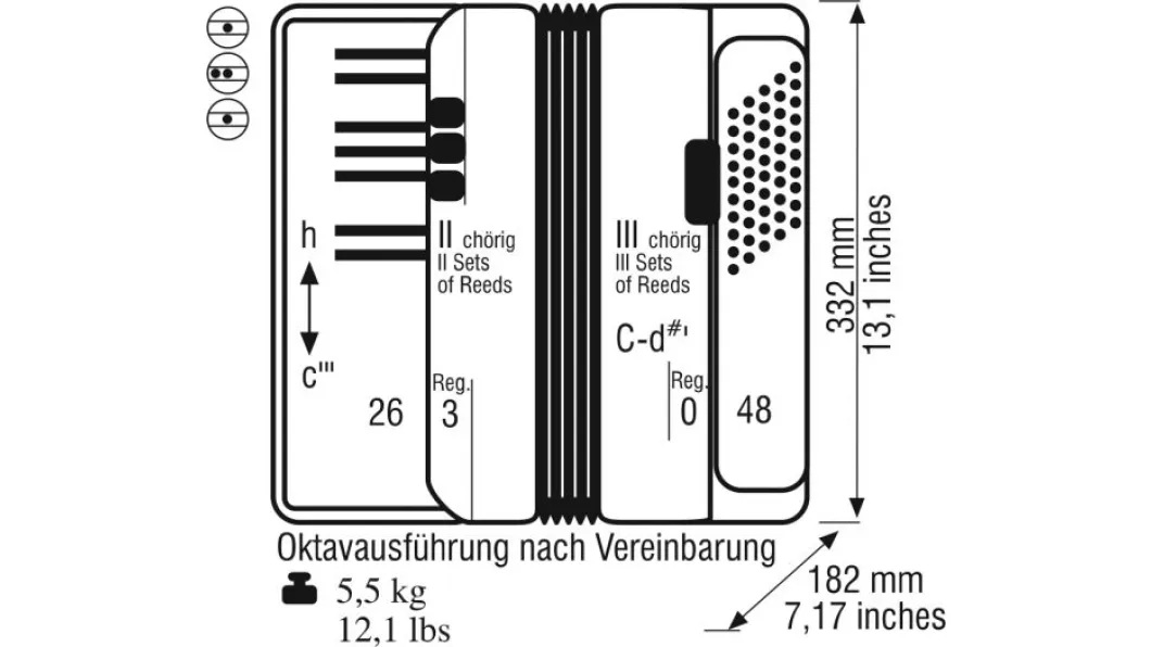 Weltmeister Akkordeon Perle 48 rot