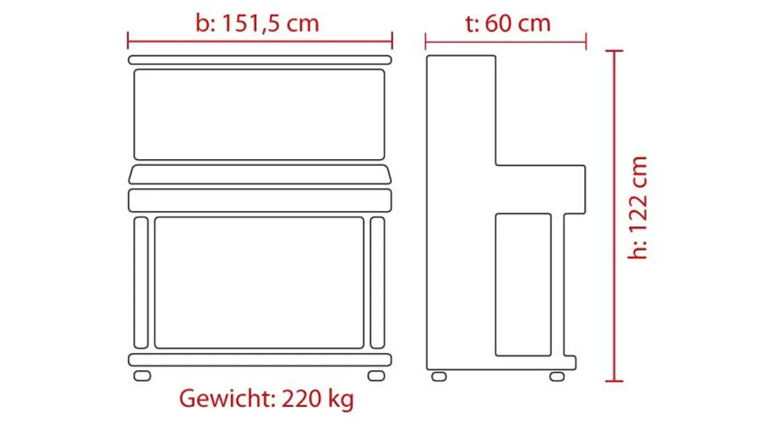 Feurich Piano Universal 122 Buche satiniert