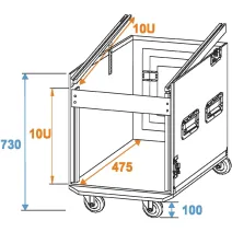 Roadinger Kombi-Case 10HE mit Rollen Versandretoure