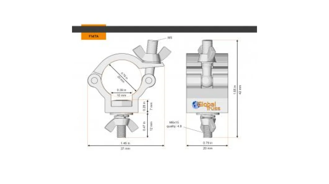 Global Truss F14TA Half Coupler schwarz für F14