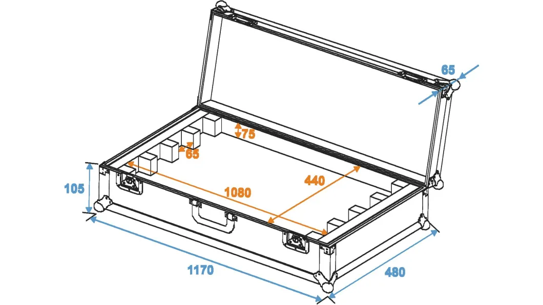 Roadinger Flightcase EC-B252 4x LED BAR-252 RGB