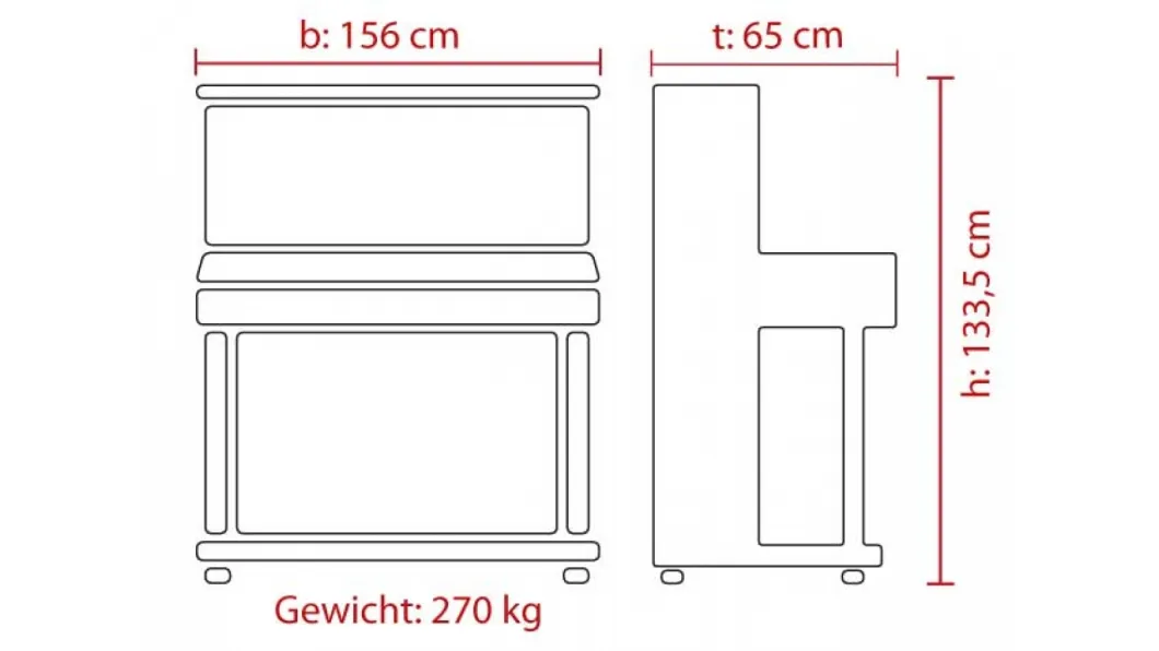 Feurich Piano Concert 133 schwarz