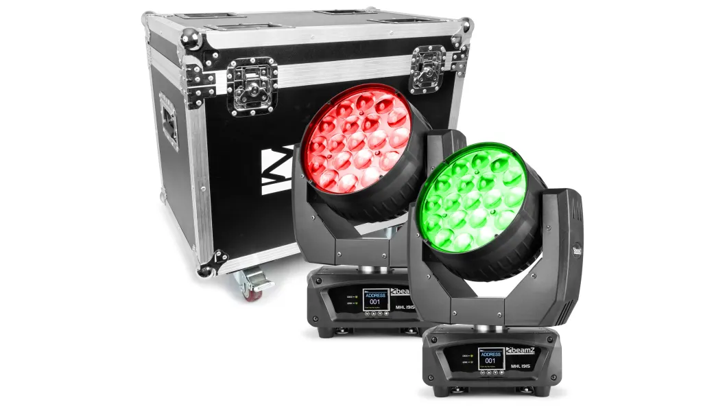 beamZ pro MHL1915 LEDZoom MovingHead2Stück imFlightcase