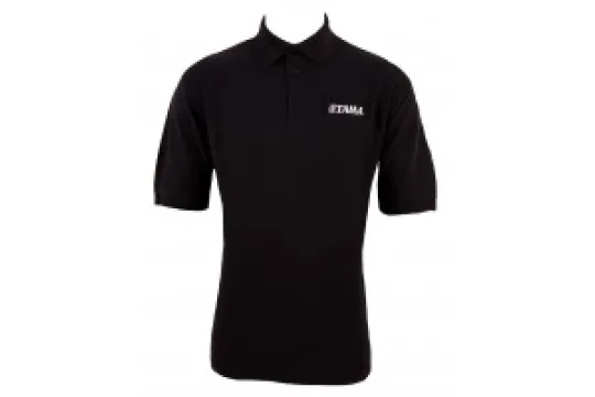 Tama Polo-Shirt in schwarz mit weiß aufgenähtem Logo