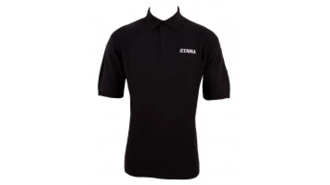 Tama Polo-Shirt in schwarz mit weiß aufgenähtem Logo