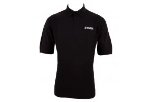 TAMA Polo-Shirt in schwarz mit weiß aufgenähtem Logo