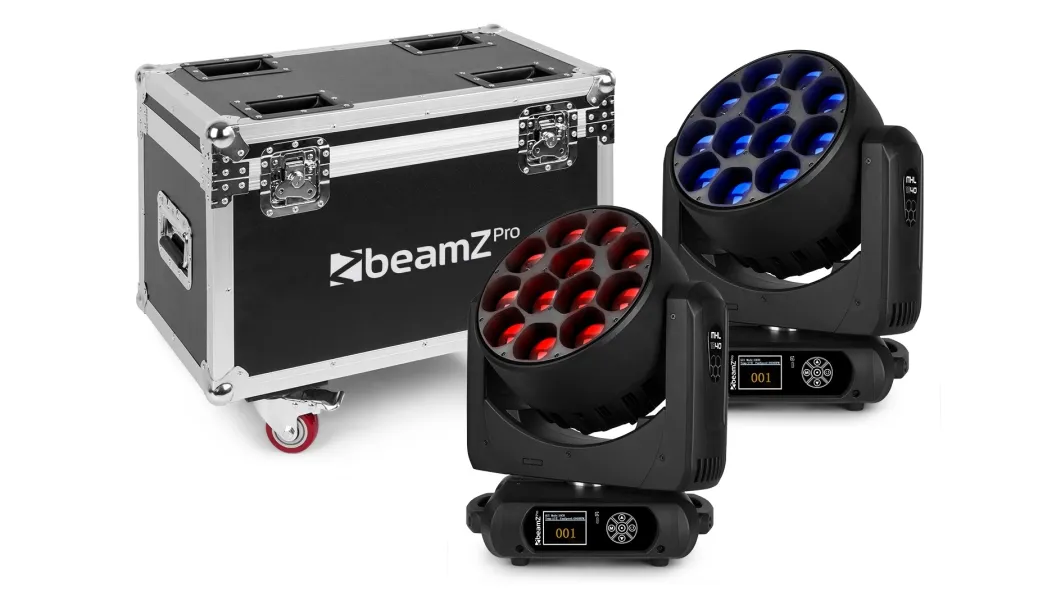 beamZpro MHL1240LED WashMovingHead m. Zoom 2Stück Case