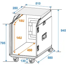 Roadinger Spezial-Kombi-Case LS5 Laptop-Rack, 14HE