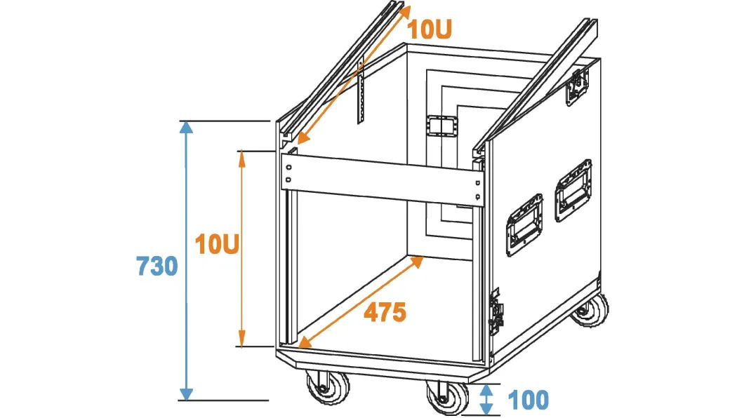 Roadinger Kombi-Case 10HE mit Rollen Versandretoure